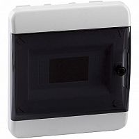Распределительный шкаф OptiBox P 8 мод., IP41, встраиваемый, пластик, прозрачная черная дверь |  код. 117940 |  КЭАЗ